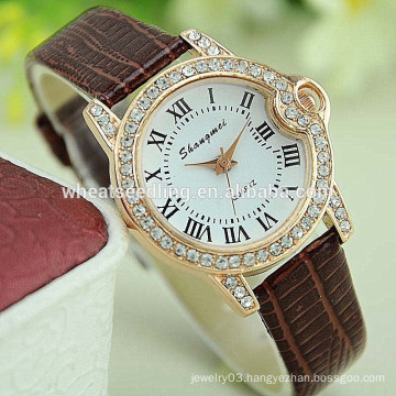 Vintage leather ladies rhinestone dial all type of wrist watch